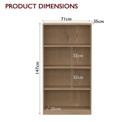 Mahmayi Wooden Storage Display Shelves 4-Tier Freestanding, Top Shelf for Decoration Ideal for Storing and Displaying your possessions - Light Imperia - Image 5