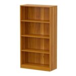 Mahmayi Wooden Storage Display Shelves 4-Tier Freestanding, Top Shelf for Decoration Ideal for Storing and Displaying your possessions - Light Walnut