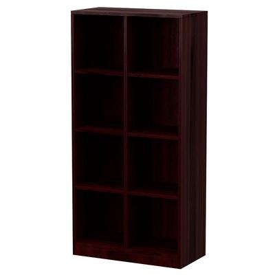 Mahmayi Wooden Display Shelves with 8 Storage Compartment, Freestanding, Top Shelf for Decoration Ideal for Storing Book, Files, Showpieces - Dark Walnut - Image 2