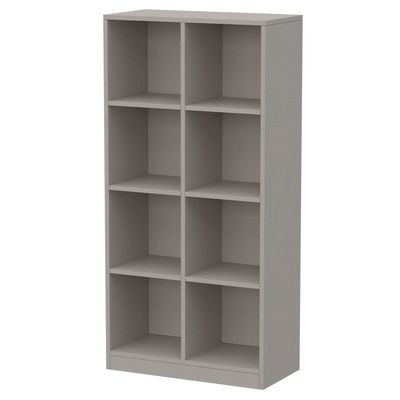 Mahmayi Wooden Display Shelves with 8 Storage Compartment, Freestanding, Top Shelf for Decoration Ideal for Storing Book, Files, Showpieces - Light Grey - Image 2