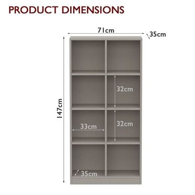 Mahmayi Wooden Display Shelves with 8 Storage Compartment, Freestanding, Top Shelf for Decoration Ideal for Storing Book, Files, Showpieces - Light Grey - Image 5