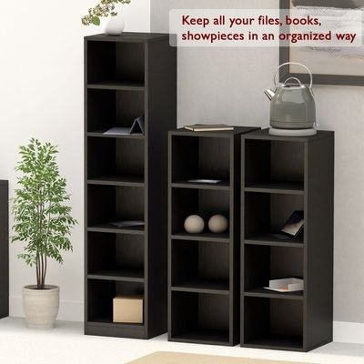 Mahmayi Wooden Storage Display Shelves 4-Tier Freestanding, Box Shelves, Top Shelf for Decoration Ideal for Storing and Displaying your possessions - Black - Image 3