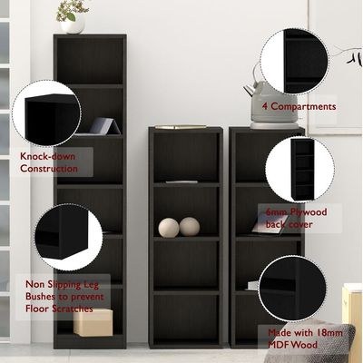 Mahmayi Wooden Storage Display Shelves 4-Tier Freestanding, Box Shelves, Top Shelf for Decoration Ideal for Storing and Displaying your possessions - Black - Image 4