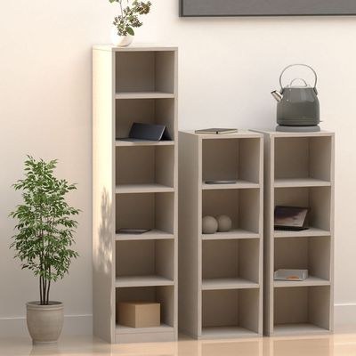 Mahmayi Wooden Storage Display Shelves 4-Tier Freestanding, Box Shelves, Top Shelf for Decoration Ideal for Storing and Displaying your possessions - Light Grey - Image 5