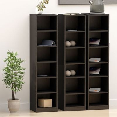 Mahmayi Wooden Storage Display Shelves 6-Tier Freestanding, Box Shelves, Top Shelf for Decoration Ideal for Storing and Displaying your possessions - Black - Image 3