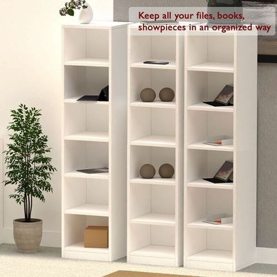 Mahmayi Wooden Storage Display Shelves 6-Tier Freestanding, Box Shelves, Top Shelf for Decoration Ideal for Storing and Displaying your possessions - White - Image 3