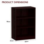 Mahmayi Wooden Storage Display Shelves 3-Tier Freestanding, Top Shelf for Decoration Ideal for Storing and Displaying your possessions - Dark Walnut