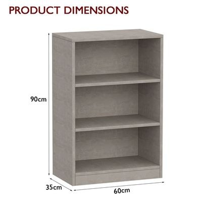 Mahmayi Wooden Storage Display Shelves 3-Tier Freestanding, Top Shelf for Decoration Ideal for Storing and Displaying your possessions - Light Concrete - Image 3