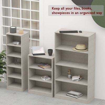 Mahmayi Wooden Storage Display Shelves 3-Tier Freestanding, Top Shelf for Decoration Ideal for Storing and Displaying your possessions - Light Concrete - Image 4