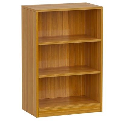 Mahmayi Wooden Storage Display Shelves 3-Tier Freestanding, Top Shelf for Decoration Ideal for Storing and Displaying your possessions - Light Walnut - Image 2