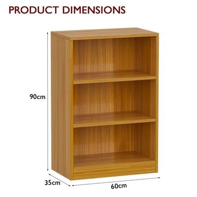 Mahmayi Wooden Storage Display Shelves 3-Tier Freestanding, Top Shelf for Decoration Ideal for Storing and Displaying your possessions - Light Walnut - Image 3