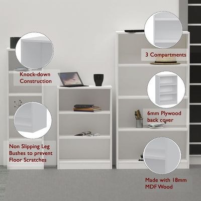 Mahmayi Wooden Storage Display Shelves 3-Tier Freestanding, Top Shelf for Decoration Ideal for Storing and Displaying your possessions - White - Image 5