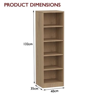 Mahmayi Wooden Storage Display Shelves 5-Tier Freestanding, Top Shelf for Decoration Ideal for Storing and Displaying your possessions - Light Imperia - Image 4