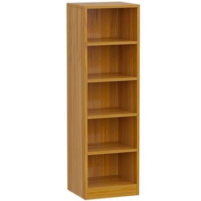 Mahmayi Wooden Storage Display Shelves 5-Tier Freestanding, Top Shelf for Decoration Ideal for Storing and Displaying your possessions - Light Walnut - Image 2
