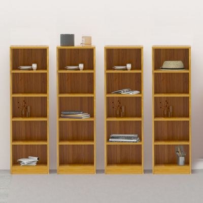 Mahmayi Wooden Storage Display Shelves 5-Tier Freestanding, Top Shelf for Decoration Ideal for Storing and Displaying your possessions - Light Walnut - Image 4