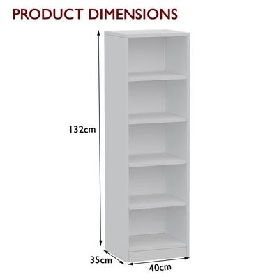 Mahmayi Wooden Storage Display Shelves 5-Tier Freestanding, Top Shelf for Decoration Ideal for Storing and Displaying your possessions - White - Image 3