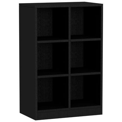Mahmayi Wooden Display Shelves with 6 Storage Compartment, Freestanding, Top Shelf for Decoration Ideal for Storing Book, Files, Showpieces - Black - Image 2