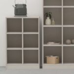 Mahmayi Wooden Display Shelves with 6 Storage Compartment, Freestanding, Top Shelf for Decoration Ideal for Storing Book, Files, Showpieces - Light Grey