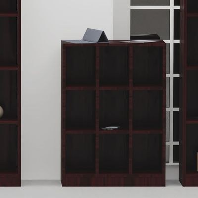 Mahmayi Wooden Display Shelves with 9 Storage Compartment, Freestanding, Top Shelf for Decoration Ideal for Storing Book, Files, Showpieces - Dark Walnut - Image 2