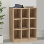 Mahmayi Wooden Display Shelves with 9 Storage Compartment, Freestanding, Top Shelf for Decoration Ideal for Storing Book, Files, Showpieces - Light Imperia