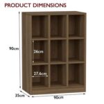 Mahmayi Wooden Display Shelves with 9 Storage Compartment, Freestanding, Top Shelf for Decoration Ideal for Storing Book, Files, Showpieces - Zabrano