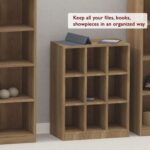 Mahmayi Wooden Display Shelves with 9 Storage Compartment, Freestanding, Top Shelf for Decoration Ideal for Storing Book, Files, Showpieces - Zabrano