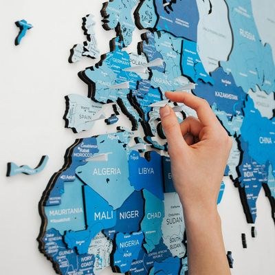 Enjoy The Wood 3D Wooden World Map Wall Decor, Azure Travel Wall Art for Executive Office, Meeting Room and Reception, Premium Home Office Wall Decor UAE – Azure M (100 x 60 cm) - Image 4