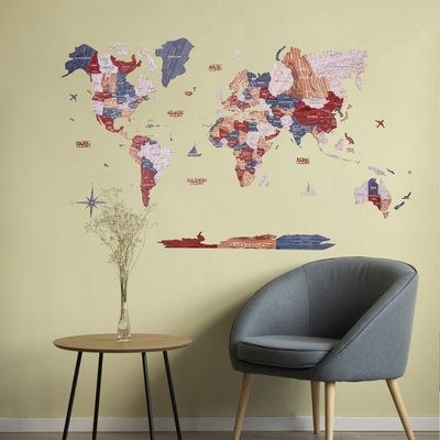 Enjoy The Wood 3D Wooden World Map Wall Decor, Boho Style Travel Wall Art for Home and Office, Premium Gift Idea for Wedding, Housewarming and Anniversary UAE – Boho XXL (300 x 175 cm)