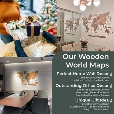 Enjoy The Wood 3D Wooden World Map Wall Decor, Nordik Style Minimalist Wall Art for Executive Office, Meeting Room and Reception, Premium Home Office Decor UAE – Nordik XXL (300 x 175 cm) - Image 4