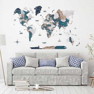 Enjoy The Wood 3D Wooden World Map Wall Decor, Mystery Dark Tone Travel Wall Art for Home and Office, Premium Gift Idea for Anniversary, Wedding and Special Occasions UAE – Mystery L (150 x 90 cm)
