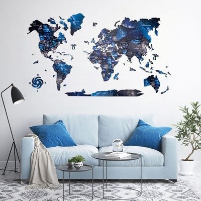 Enjoy The Wood 3D Wooden World Map Wall Decor, Space Theme Travel Wall Art for Home and Office, Premium Gift Idea for Birthday, Kids Room and Housewarming UAE – Space XXL (300 x 175 cm)
