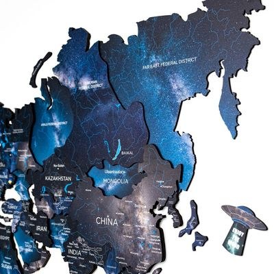 Enjoy The Wood 3D Wooden World Map Wall Decor, Space Theme Travel Wall Art for Home and Office, Premium Gift Idea for Birthday, Kids Room and Housewarming UAE – Space XXL (300 x 175 cm) - Image 5