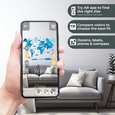 Enjoy The Wood Wooden World Map Wall Decor, Azure Travel Wall Art for Home and Kids Room, Unique Gift Idea for Boys, Girls, Son and Daughter, Birthday UAE – Azure S (73 x 49 cm) - Image 4