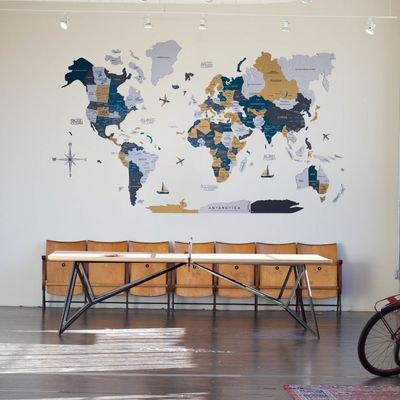 Enjoy The Wood Wooden World Map Wall Decor, Country Style Travel Wall Art for Home and Kids Room, Unique Gift Idea for Boys, Girls, Son and Daughter, Birthday UAE – Country M (100 x 60 cm)