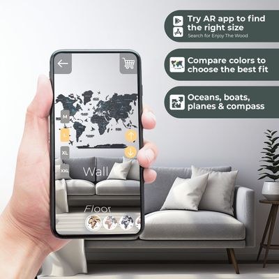 Enjoy The Wood Wooden World Map Wall Decor, Midnight Dark Tone Wall Art for Home and Kids Room, Stylish Gift Idea for Boys, Girls, Son and Daughter, Birthday UAE – Midnight L (150 x 90 cm) - Image 4