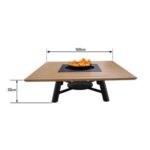 Large Square Fire pit Table color Natural Teak & Black model A