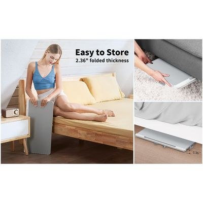 SAIJI Laptop Bed Tray Table, SAIJI Adjustable PVC Leather Laptop Bed Table, Portable Standing Desk with Storage Drawer, Foldable Lap Tablet Table for Sofa Couch Floor (Gray,Large) - Image 4