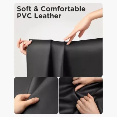 SAIJI Laptop Bed Tray Table, SAIJI Adjustable PVC Leather Laptop Bed Table, Portable Standing Desk with Storage Drawer, Foldable Lap Tablet Table for Sofa Couch Floor (Black,Large) - Image 5