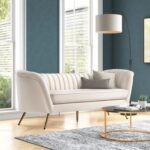 Tiberius 3 Seater Fabric Sofa Metal Leg Comfortable Seating Ideal for Living Room-Cream