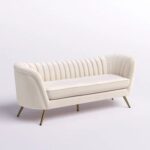 Tiberius 3 Seater Fabric Sofa Metal Leg Comfortable Seating Ideal for Living Room-Cream
