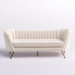 Tiberius 3 Seater Fabric Sofa Metal Leg Comfortable Seating Ideal for Living Room-Cream