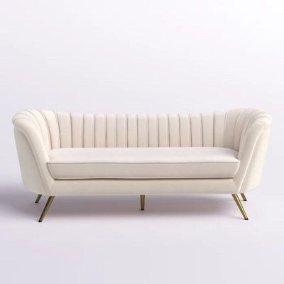 Tiberius 3 Seater Fabric Sofa Metal Leg Comfortable Seating Ideal for Living Room-Cream - Image 4