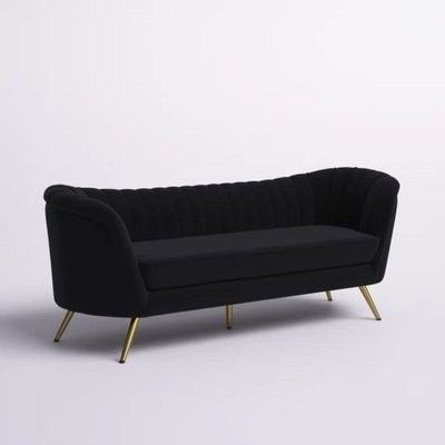 Tiberius 3 Seater Fabric Sofa Metal Leg Comfortable Seating Ideal for Living Room - Black - Image 2