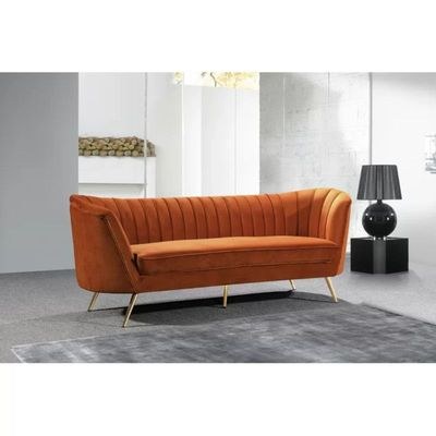 Tiberius 3 Seater Fabric Sofa Metal Leg Comfortable Seating Ideal for Living Room - Brown - Image 2
