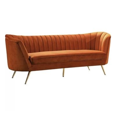 Tiberius 3 Seater Fabric Sofa Metal Leg Comfortable Seating Ideal for Living Room - Brown - Image 3