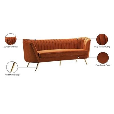 Tiberius 3 Seater Fabric Sofa Metal Leg Comfortable Seating Ideal for Living Room - Brown - Image 5