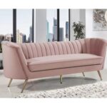 Tiberius 3 Seater Fabric Sofa Metal Leg Comfortable Seating Ideal for Living Room-Pink
