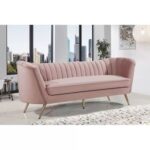 Tiberius 3 Seater Fabric Sofa Metal Leg Comfortable Seating Ideal for Living Room-Pink