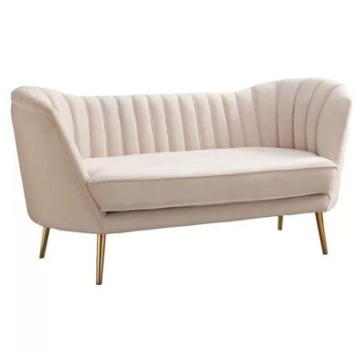 Tiberius 2 Seater Fabric Sofa Metal Leg Comfortable Seating Ideal for Living Room - Cream - Image 4