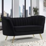 Tiberius 2 Seater Fabric Sofa Metal Leg Comfortable Seating Ideal for Living Room - Black